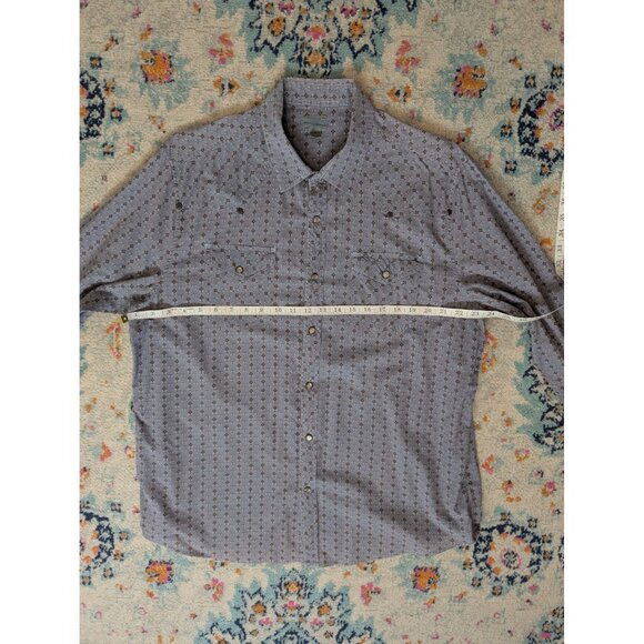 Trevero Purple Gray Floral Western Style Pearl Snap - XL - Picture 7 of 10